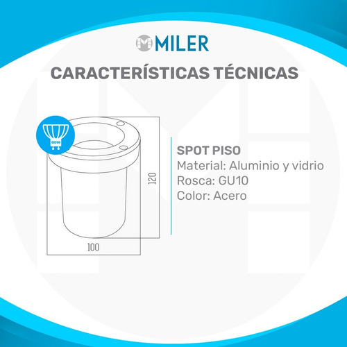 Imagen 3 de 10 de Pack X 4 Spot Aplique Empotrable Piso Alto Transito + Led