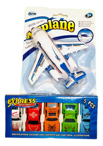 Regalo Dia Del Niño Avión + Set Autitos