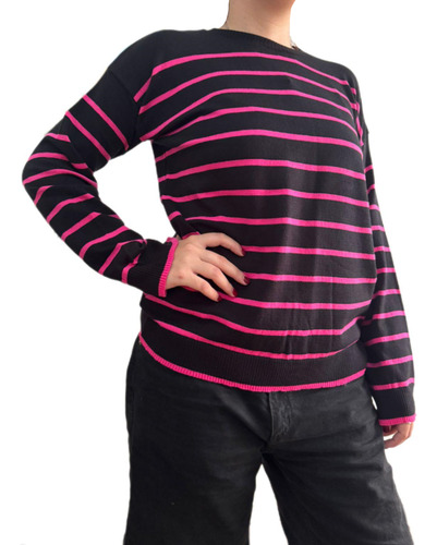 Sweater Basico Manga Ancha Rayado De Bremer