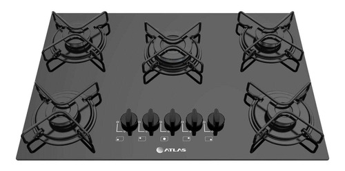 Fogão Cooktop 5 Bocas Atlas Agile Mega Chama Preto Bivolt