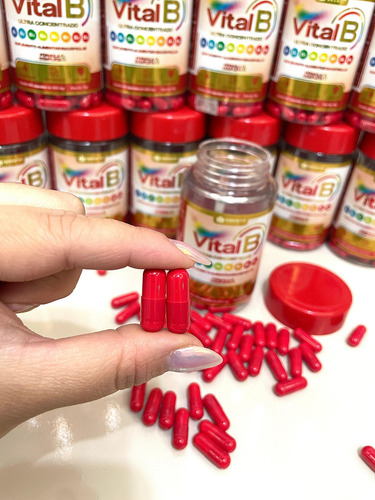 Suplemento VitalB Vitamina Natural Complexo B Metilcobalamina Concentrado Completo B1 B2 B3 B5 B6 B7 B9 B12 60 Cápsulas 1000mg Sabor Natural