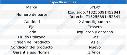 Par De Amortiguadores Gas Traseros Spark De 2016 A 2020 Syd