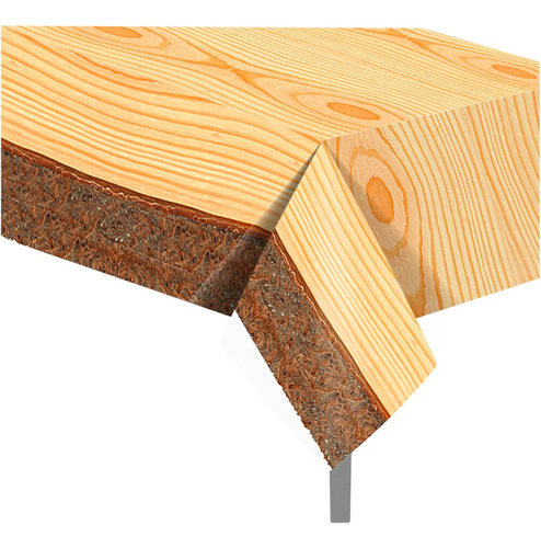 1 Mantel Redondo De Plástico De Grano De Madera Para Fiesta,