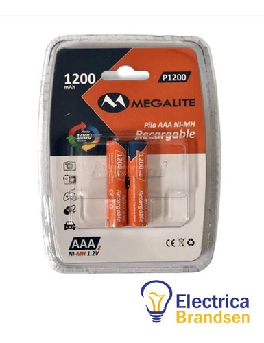 Pila Aaa Recargable 1200 Ma Blister X 2 Megalite Nm