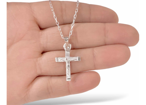 Colgante Cruz Con Cristo Pequeña + Cadena De Plata