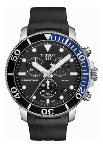 Reloj Tissot Seastar 1000 Chronograph T1204171705102 Hombre Color de la malla Negro Color del bisel Negro y azul Color del fondo Negro