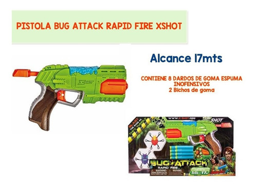 Pistola Caño X-shot Bug Attack Rapid Fire + Bichos