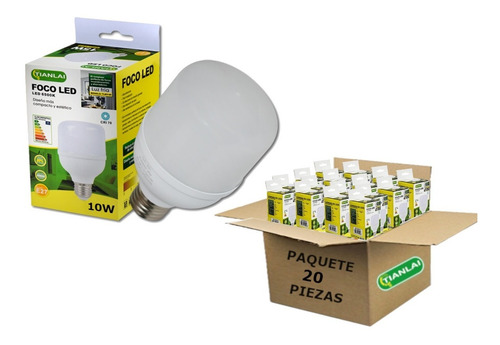 Foco Led Ahorrador Blanco Frio 10w 800lm E27 20 Piezas