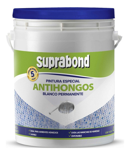 Pintura Suprabond Placas Antihumedad Y Baño - Blanca 4kg