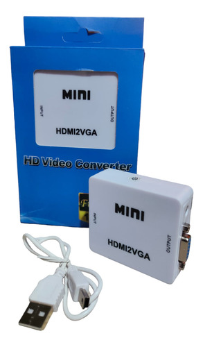 2 Convertidor Adaptador Hdmi A Vga Audio Conversor Cable Usb