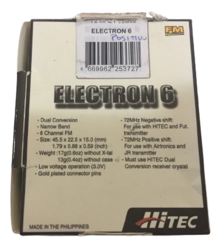 Hitec Receptor Electron 6 Fm 72mhz Jr/airtronics S/cristal