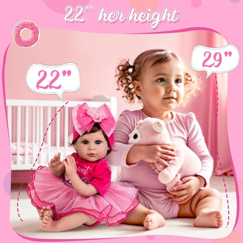 Muñeca Reborn Vinil Silicona Osito Tutu Rosa Moño Leotardo