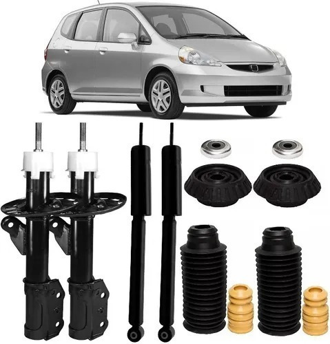 4 Amortecedor + Kits Batentes Honda Fit 09 10 11 12 13 2014