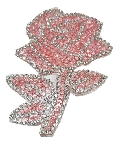 Parche Planchable Con Diamantes Rosa Y Tallo Por Pieza