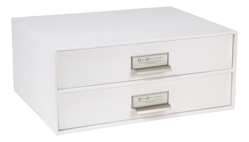 Caja Para Archivos Con 2 Cajones. , Material Reciclado, Blan