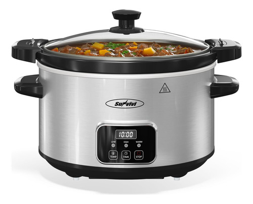 Sunvivi 4qt Programable Olla De Cocción Lenta Con Tapa De De
