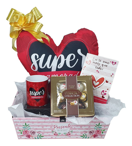 Kit De Presente Almofada Caneca Chocolate Cesta De Amor Cor Kit3