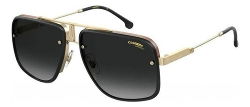 Óculos de sol Carrera Glory II One size armação de metal cor dourado, lente cinza-escuro/azul de náilon degradada/espelhada, haste dourado de metal/acetato