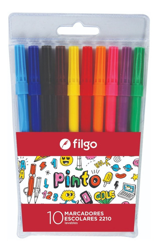 Marcadores Escolares Lavables Filgo Pinto 10 Colores