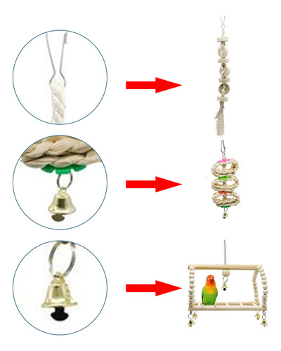 Juego De Juguetes Para Pájaros Loro Columpio Jaula Accesorio