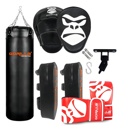Aparador Chute Manopla Foco Saco Pancada Boxe Suporte Gorila Cor Vermelho