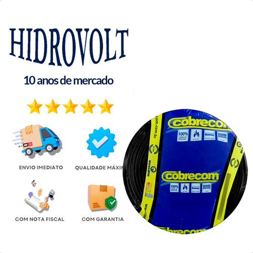 Fio 1 5mm Flexível Rolo Cabo Elétrico 50 Metros Cobrecom