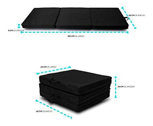 Puff Mx - Colchoneta Individual Plegable Y Portátil De Nylon Color Negro