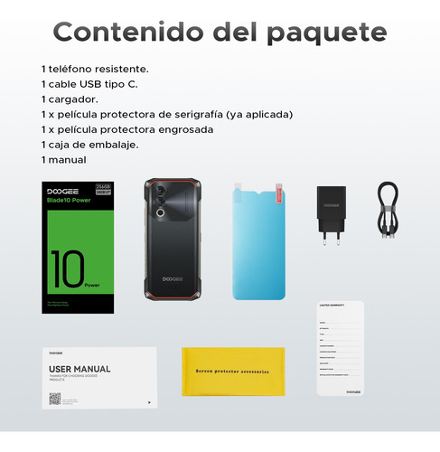 Doogee Blade 10 Power Telefono Celular Barato Android Smartphone Ai Main Camera/face Id/huella Dactilar/nfc/wifi6/dual Sim/ip69k