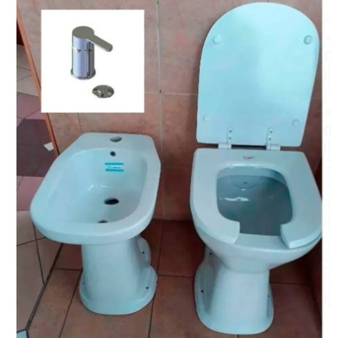 Inodoro Elevado Bidet Elevado Monocomando Tapa Griferia Bide