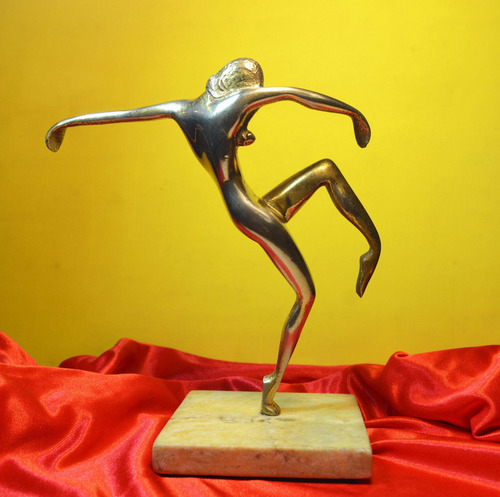 Figura Bailarina De Bronce Y Mármol Art Deco - En Rosario - (Usado)