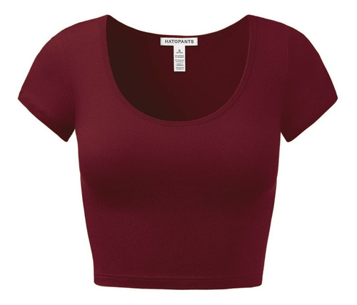 Camiseta Corta Bsica De Algodn Con Cuello Redondo Para Mujer