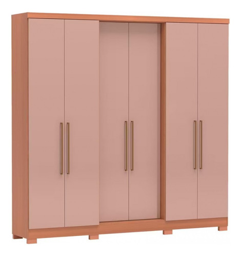 Guarda Roupa Casal Bartira Napoli Up 6 Portas 4 Gavetas Cor Avelã/Cappuccino