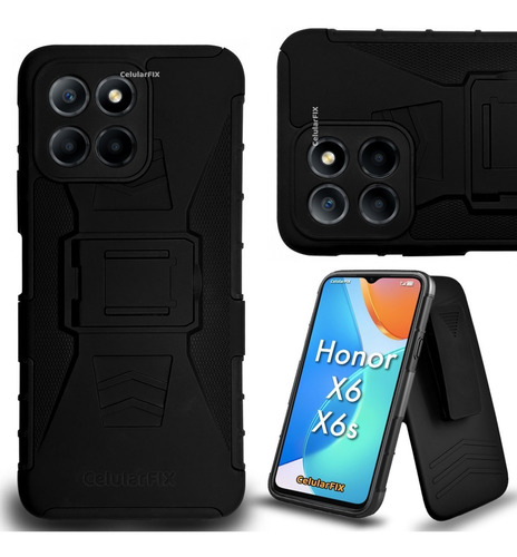 Funda Protector P/ Honor X6/ X6s, Uso Rudo Con Clip