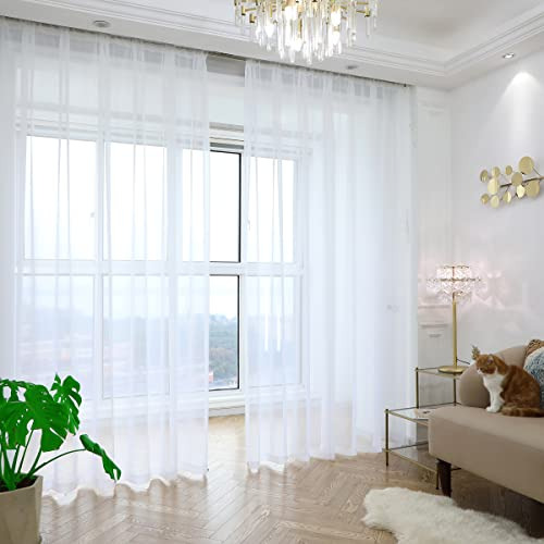 Cortinas Traslúcidas De Color Blanco Para La Ventana, 84 Pul