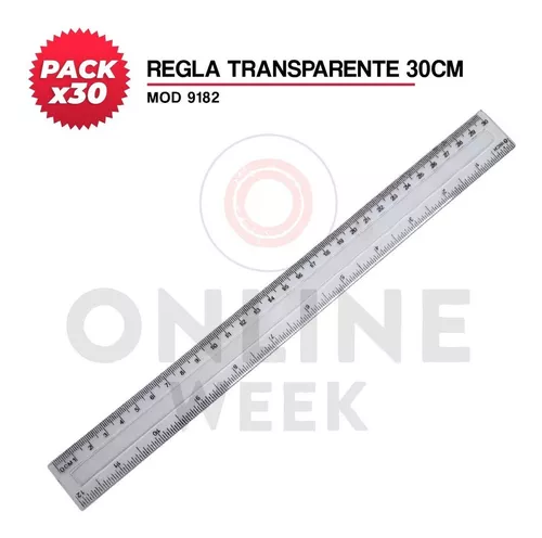 Regla 30 Cm Transparente X 12 Unidades