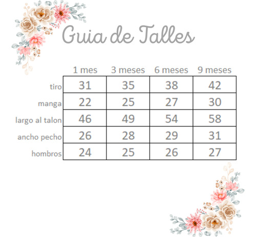 Enterito Bebe Piel Talle 1m 3m 6m 9m 12m