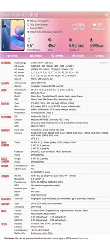 Xiaomi Redmi Note 10 5g M2103k19g 8gb 128gb Dual Sim Duos