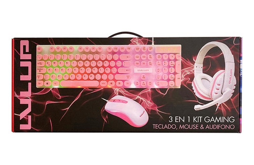 Imagen 3 de 3 de Kit Gamer Level Up Blanco Rosado Lvlup Color Del Teclado Rosa