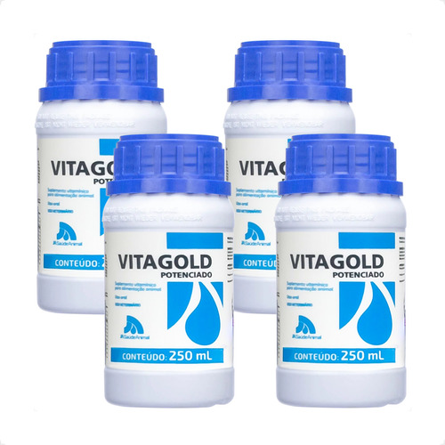 4 Vitagold Potenciado Suplemento Vitamínico P/ Animais 250ml