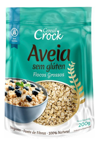 Kit 3x: Aveia Em Flocos Grossos Sem Glúten Leve Crock 200g