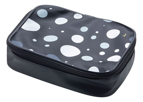 Necessaire Box Estampado - 1 Zíper Com Pompom - Black