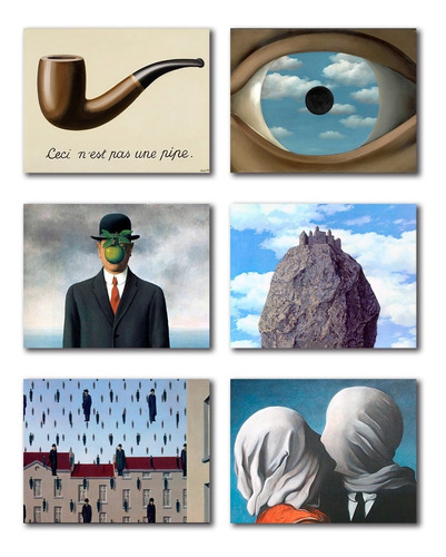 Cuadros Decorativos René Magritte Colección Arte 6 Piezas 
