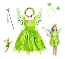 Comprar Ropa Cosplay Para Niños Elfos Verdes, Vestido De Campanilla Con Accesorios, Disfraz De Hada De Las Flores Tinker Bell Ropa De Halloween Fiesta