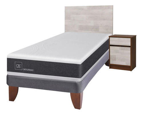 Cama Europea 1.5 Plazas Cic Ortopedic + Set Legno