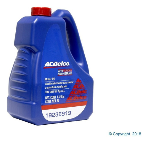 Aceite Multigrado 25w60 Sl 5l Para Autos Alto Kilometraje