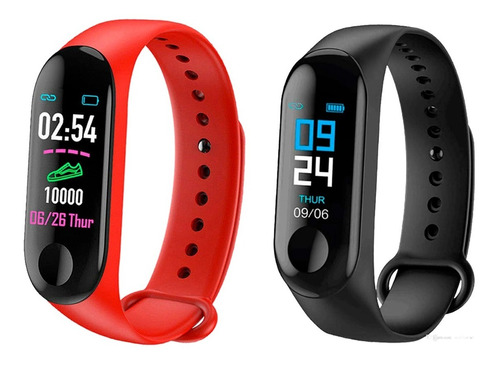 Pack Pulsera Inteligente Smart Band Reloj  M3 2 Unid