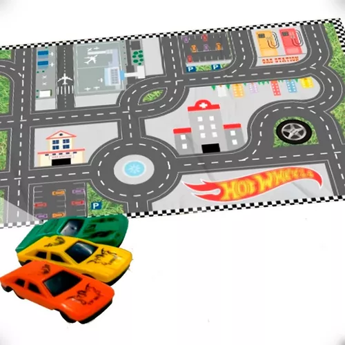 Tapete Infantil em lona Pista de Carros HOT WHEELS