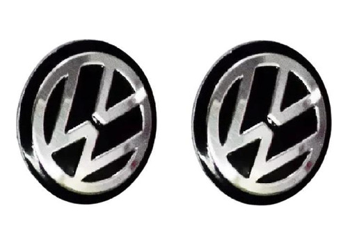 Kit 2 Logo Emblema Adesivo Volkswagen Chave Wv Aluminio 14mm