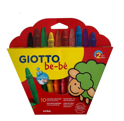 Crayones De Cera Giotto Bebe Por 10 Unidades + Sacapunta