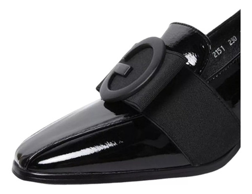 Zapatos De Tacón Bajo Con Punta Cerrada Gruesa Para Mujer,